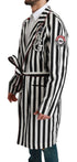 Dolce & Gabbana Black Coat Nightgown White Cotton Robe